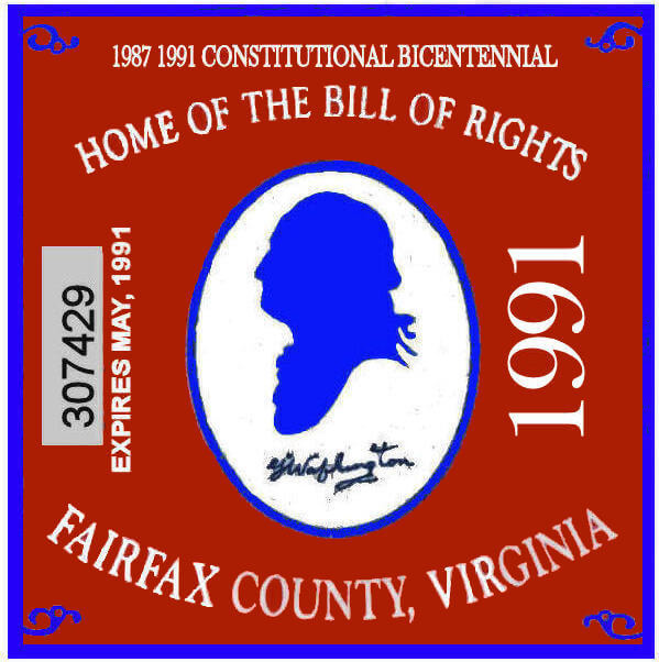 1991 VA Fairfax centennial sticker 1991 VA Fairfax centennial sticker